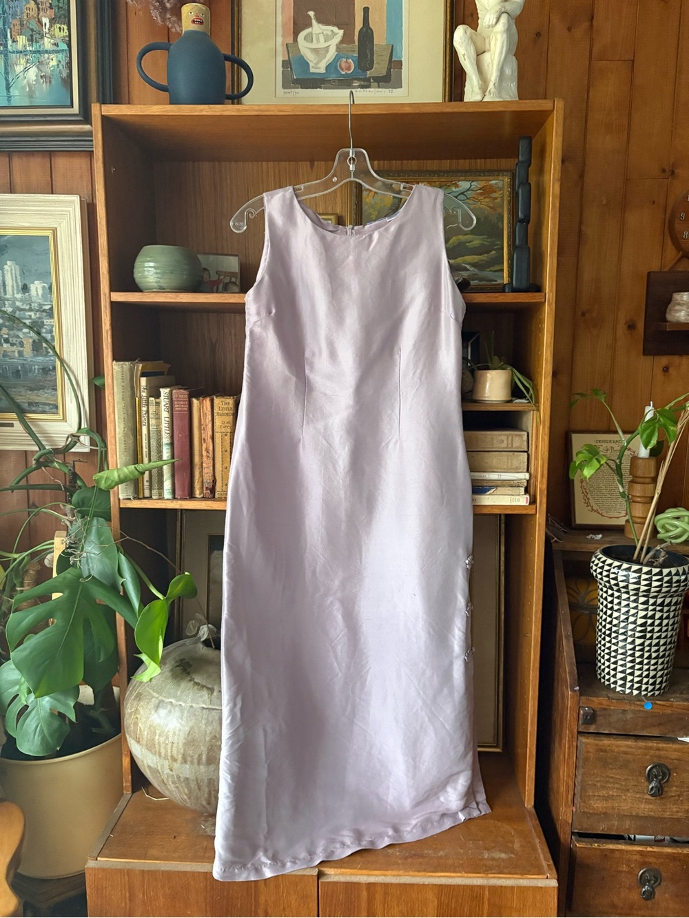 Y2K 100% Silk Maxi Minimalist Dress Vera Wang m/l
